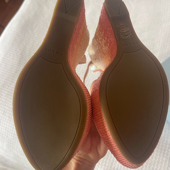 PRADA pink sequin platforms that criss cross tie around ankle - Picture 3 of 5